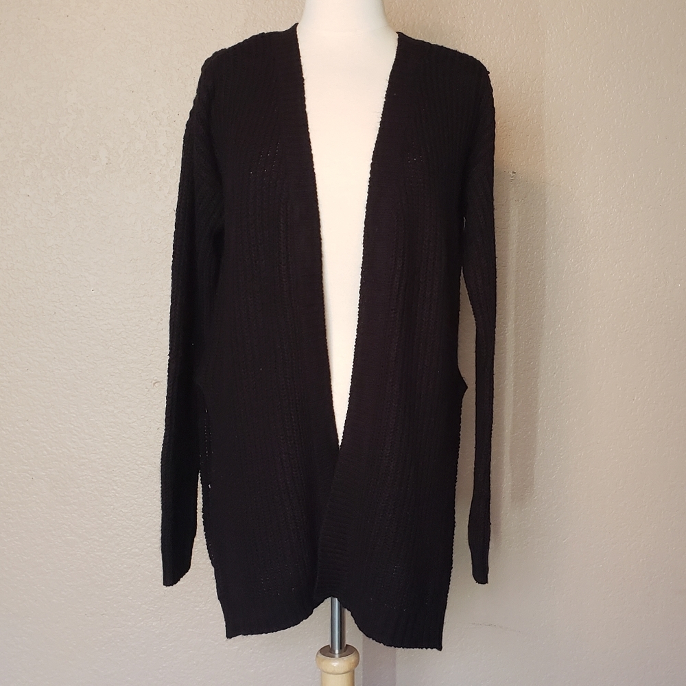 BLACK ⚫ POLLY & ESTHER KNIT OPEN CARDIGAN